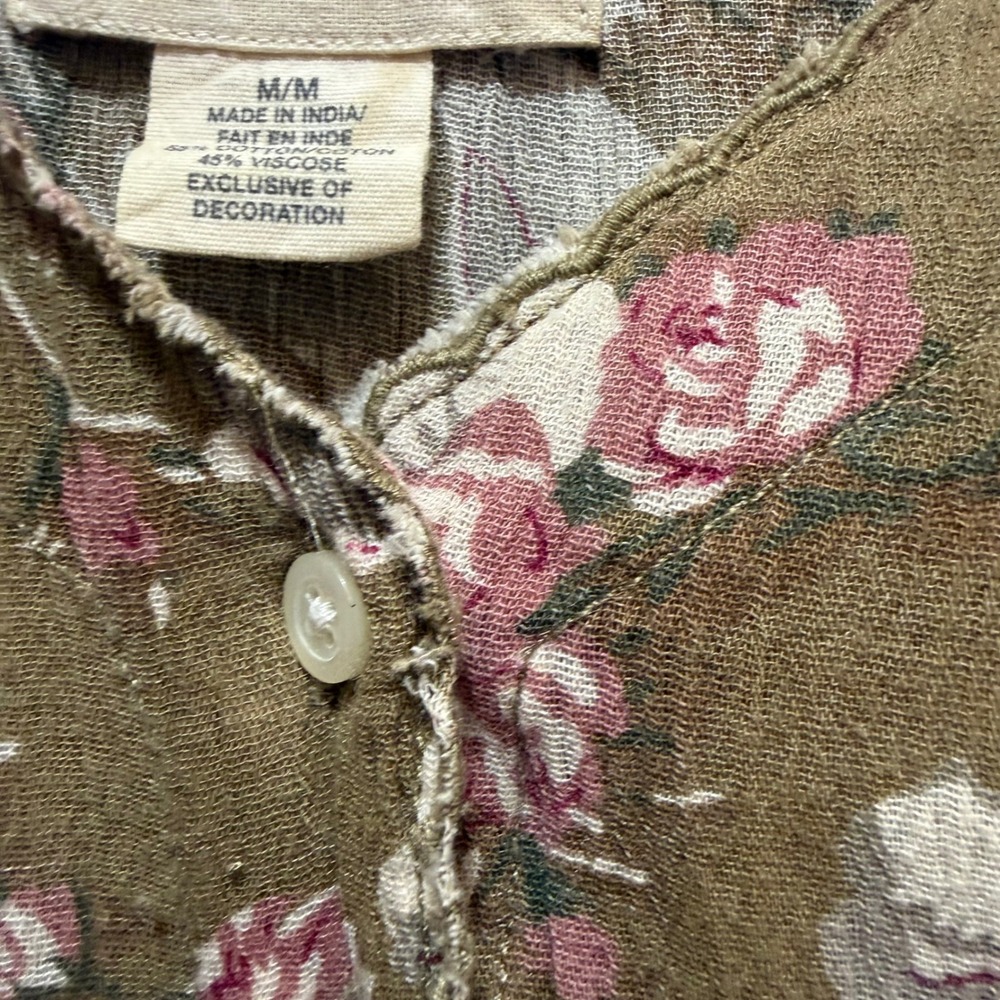 Denim & Supply Ralph Lauren Dress Womens Medium Olive Floral Babydoll - Picture 5 of 7